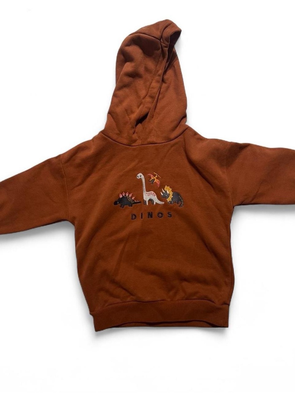 next Rust Brown Kids Hoodie with Dino Embroidery. 2-3Years